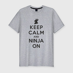 Мужская slim-футболка Keep calm and ninja on