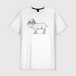 Футболка slim-fit Новогодний минипиг, цвет: белый