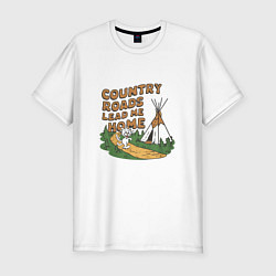 Футболка slim-fit Country roads lead me home, цвет: белый