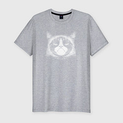 Мужская slim-футболка Мем Grumpy cat
