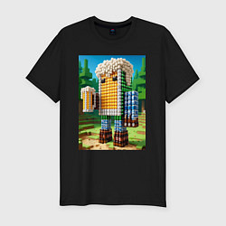 Мужская slim-футболка Beer dude - Minecraft ai art