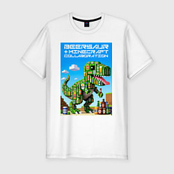 Мужская slim-футболка Кубический пивозавр ai art