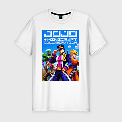 Мужская slim-футболка Jojo and Minecraft - collaboration ai art