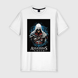 Мужская slim-футболка Assassins creed белый костюм