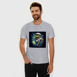 Футболка slim-fit Крокодил в космосе, цвет: меланж — фото 2