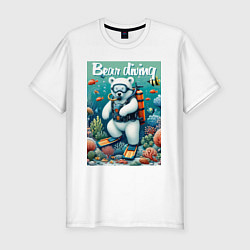 Мужская slim-футболка Polar bear diving - ai art