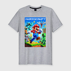 Футболка slim-fit Mario in Minecraft - ai art collaboration, цвет: меланж