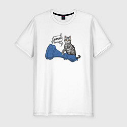 Мужская slim-футболка Кошка Баунти и шахматный слон