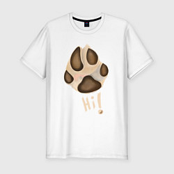 Мужская slim-футболка Лапа собаки акварелью