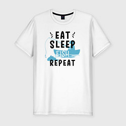 Мужская slim-футболка Еда сон рыба