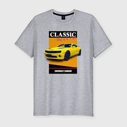 Мужская slim-футболка Спорткар Chevrolet Camaro