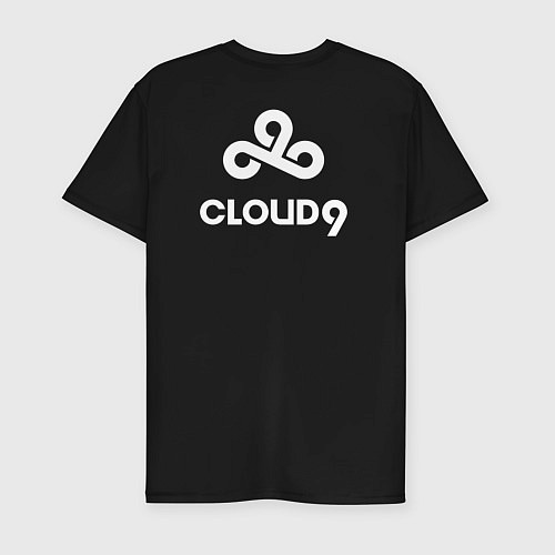 Мужская slim-футболка Cloud9 - white logo / Черный – фото 2