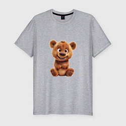 Мужская slim-футболка Милый плюшевый медведь