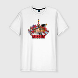 Футболка slim-fit Welcome to Russia color, цвет: белый