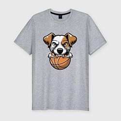 Футболка slim-fit Баскетбольный Джек Рассел терьер, цвет: меланж