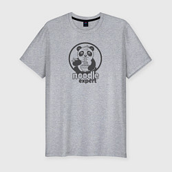 Мужская slim-футболка Милая панда ест лапшу