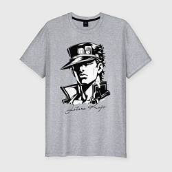 Футболка slim-fit Jotaro Kujo - anime ai art, цвет: меланж