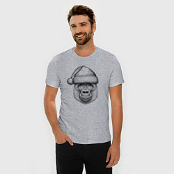 Футболка slim-fit Новогодняя горилла в шапке, цвет: меланж — фото 2