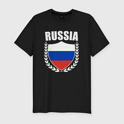 Мужская slim-футболка Russian flag