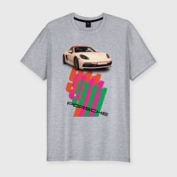 Мужская slim-футболка Спортивный автомобиль Porsche 911 Turbo