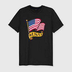 Футболка slim-fit American flag, цвет: черный