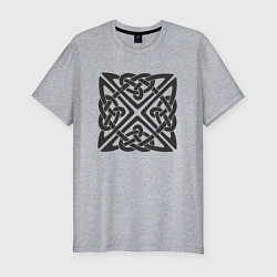 Мужская slim-футболка Квадратный кельтский черный узор