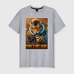 Мужская slim-футболка Punks not dead - motto tiger