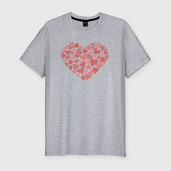 Футболка slim-fit Hearts love, цвет: меланж