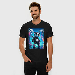 Футболка slim-fit Panda samurai - bushido ai art, цвет: черный — фото 2