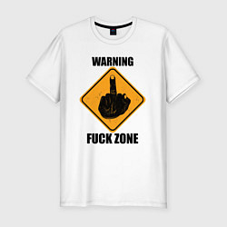 Мужская slim-футболка Предупреждающий знак Fuck zone