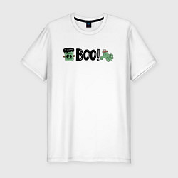 Мужская slim-футболка Франкенштейн: хэллоуинская страшилка