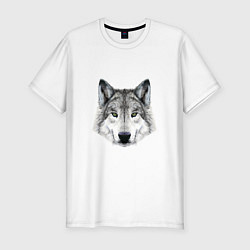Мужская slim-футболка Классный красивый волк