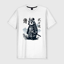 Футболка slim-fit Panda samurai - bushido ai art fantasy, цвет: белый