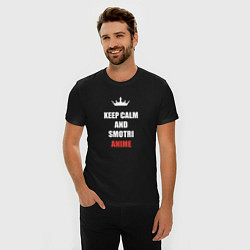 Футболка slim-fit Keep calm and смотри аниме, цвет: черный — фото 2