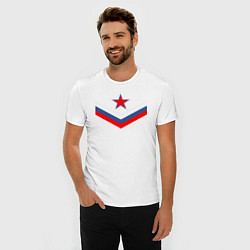 Футболка slim-fit Звезда и российский флаг, цвет: белый — фото 2