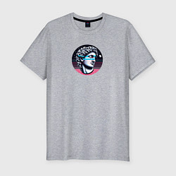 Футболка slim-fit Голова древней статуи vaporwave, цвет: меланж