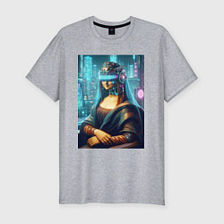 Мужская slim-футболка Gioconda - cyberpunk ai art fantasy
