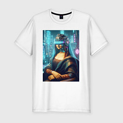 Футболка slim-fit Gioconda - cyberpunk ai art fantasy, цвет: белый