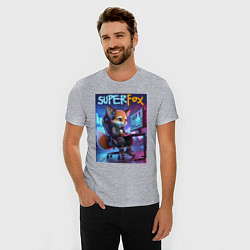 Футболка slim-fit Super fox gamer - ai art fantasy, цвет: меланж — фото 2