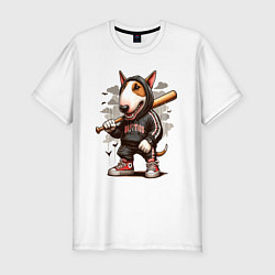 Мужская slim-футболка Bully with a baseball bat - ai art fantasy