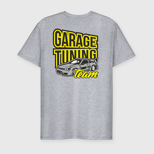 Мужская slim-футболка Garage tuning team / Меланж – фото 2