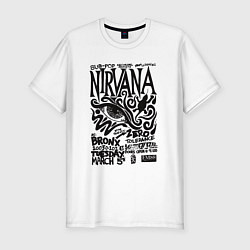 Футболка slim-fit Нирвана постер концертный, цвет: белый