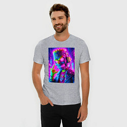 Футболка slim-fit Cyber skeleton of Bart Simpson - neon glow, цвет: меланж — фото 2