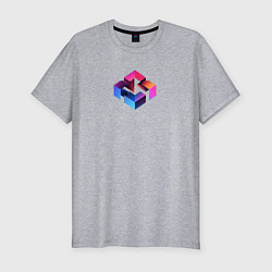 Футболка slim-fit Куб абстракция, цвет: меланж