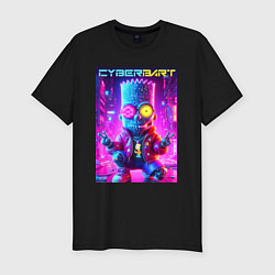 Мужская slim-футболка Cyber Bart in metropolis - neon glow