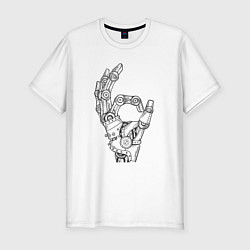 Мужская slim-футболка Знак Ок - робот