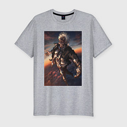 Футболка slim-fit Магическая битва Сатору Годзё сильнейший, цвет: меланж