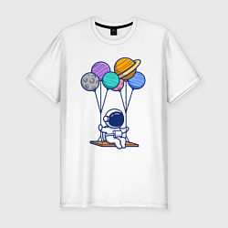 Футболка slim-fit Качели в космосе, цвет: белый