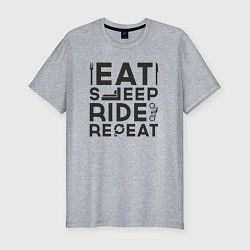 Футболка slim-fit Eat sleep ride repeat, цвет: меланж