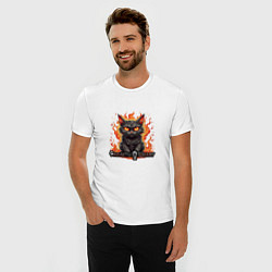 Футболка slim-fit Арт котики, цвет: белый — фото 2